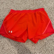 Under Armour Running Shorts L Neon Orange Built In Biker Liner 3.5" Inseam