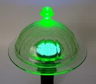 Vintage Green Depression Glass Block Optic Uranium Domed Butter Dish Cover Plate