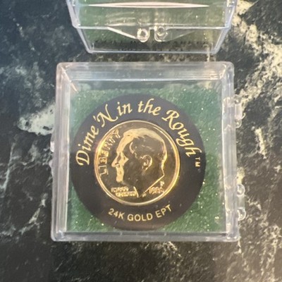 Rare Dime 'N In The Rough 24K Gold EPT  1'' Stem Golf Marker Set Black White