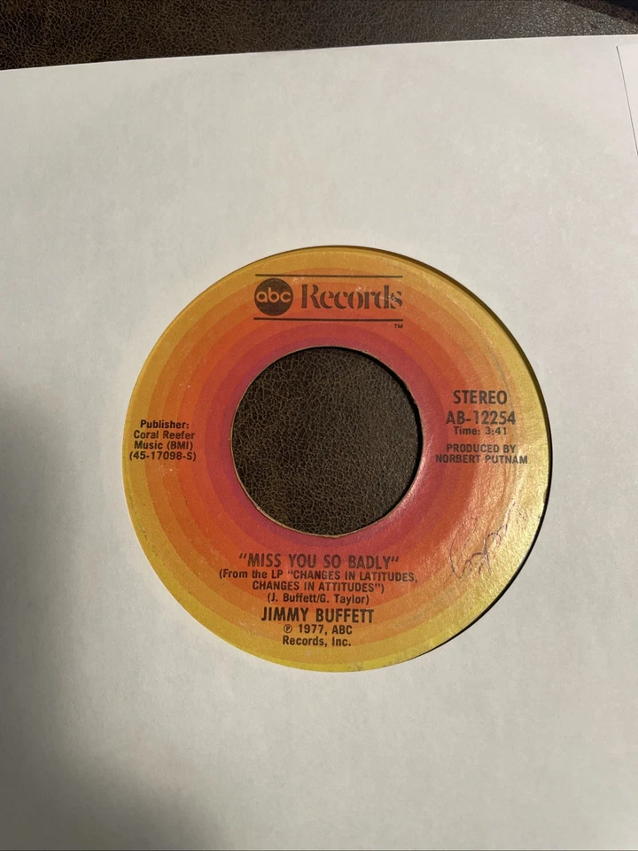 Jimmy Buffett Miss You So Badly / Margaritaville 45 Vinyl Record G+ Foto 2 de 2