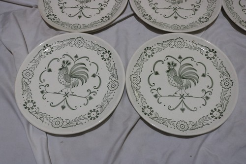 5 Vintage Provincial by Scio Rooster Weathervane 9.25" Dinner Plates Farmhouse - Picture 3 of 6