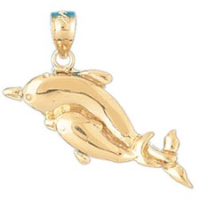 Dolphin Charm Pendant 14k Gold 2.3 Grams 