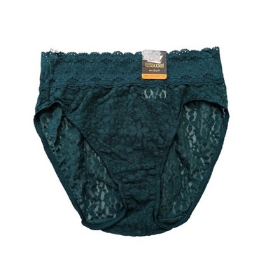 Wacoal 870305 Halo Lace Hi Cut Brief Panty Small Green Stretch NWT