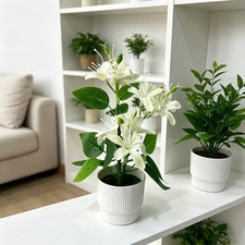 Realistic Fake Jasmine 9 for stem Plant for Home Office Decor 11.6in Height