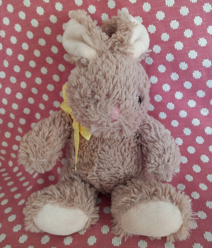 CHARITY SALE WAITROSE EASTER BUNNY RABBIT YELLOW SPOTTY RIBBON PLUSH ...