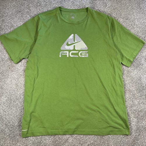 Nike ACG Green T-Shirt Uomo XL Dri-Fit Logo Outdoor Escursionismo Trail Tech Tee
