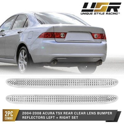 JDM CLEAR Rear Bumper Reflector For 04-08 Acura TSX / Honda Euro Accord CL7