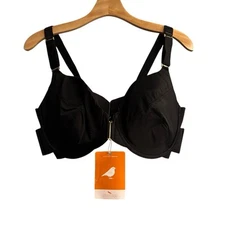 NEW Ploomage The Robin Black Plunge Front Closure Underwire Adjustable Bra 32DD