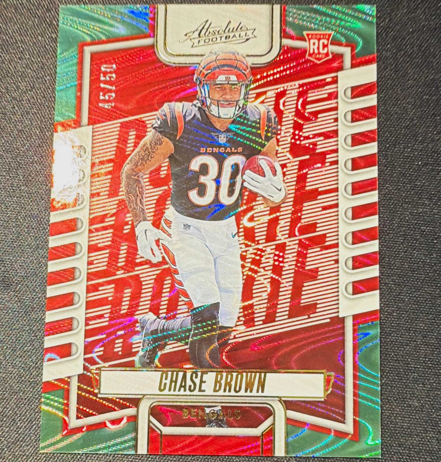 Panini 2023 Absolute Rookies Chase Brown Bengals #142 Green Waves 45/50 RC