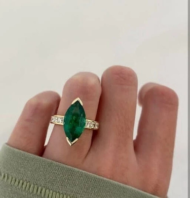 #ad 2.50 Ct Marquise Cut Natural Emerald Diamond Engagement Ring 14K Yellow gold $382.20