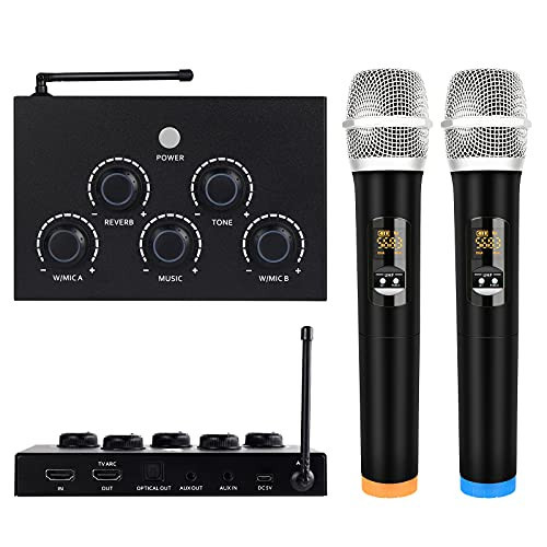 Portable Karaoke Microphone Mixer System Set, with Dual UHF Wireless Mic, HDMI - Picture 1 of 6