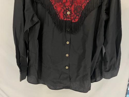 Vintage 90s Women’s Western Lace And Fringe Cotton Button Up Shirt Plus Size 20 - Picture 6 of 8