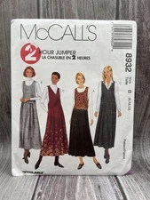McCalls 5011 Misses Dropped Waist Jumper Pleated Pockets Sz 8-12 VTG 1997 Uncut