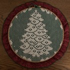 Vtg 9.5" Lace Christmas Wall Decor Christmas Tree Green Red White Hoop Art