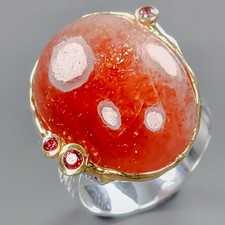 Vintage ring 32 ct Natural Sunstone Ring 925 Sterling Silver Size 8 /R432549