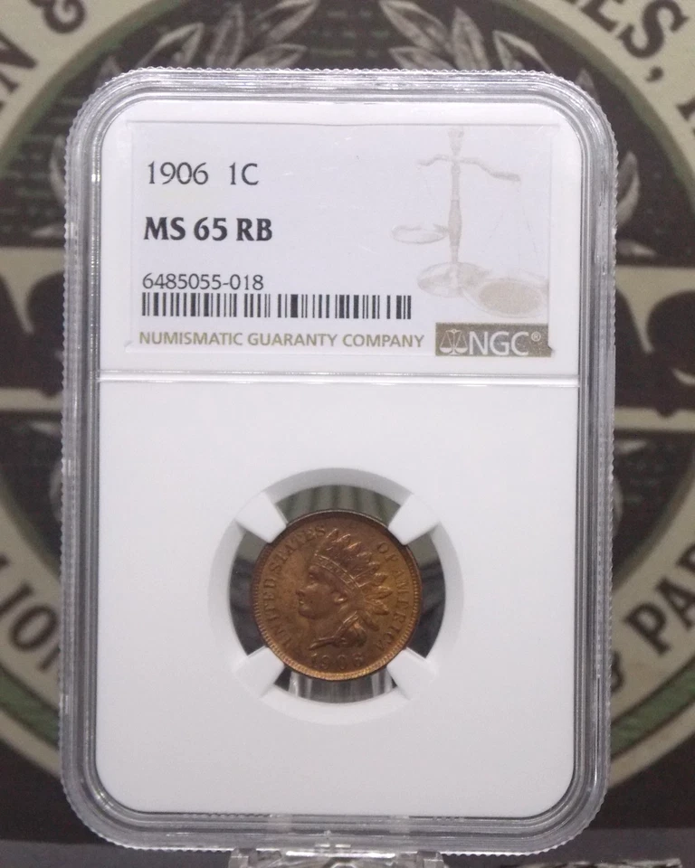1906 Indian Head Cent 1c NGC MS65 RB #018 Gem BU Unc Red Brown ECC&C, Inc. - Image 3 of 4