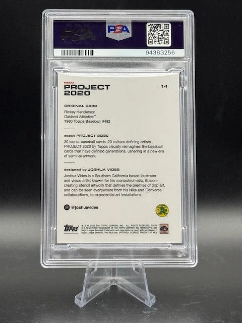 Topps Project 2020 #14 Rickey Henderson by Joshua Vides /1221 PSA 8 - Image 2 of 2