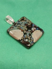 Hand Crafted  Fused Glass Pendant W/Chain #1400