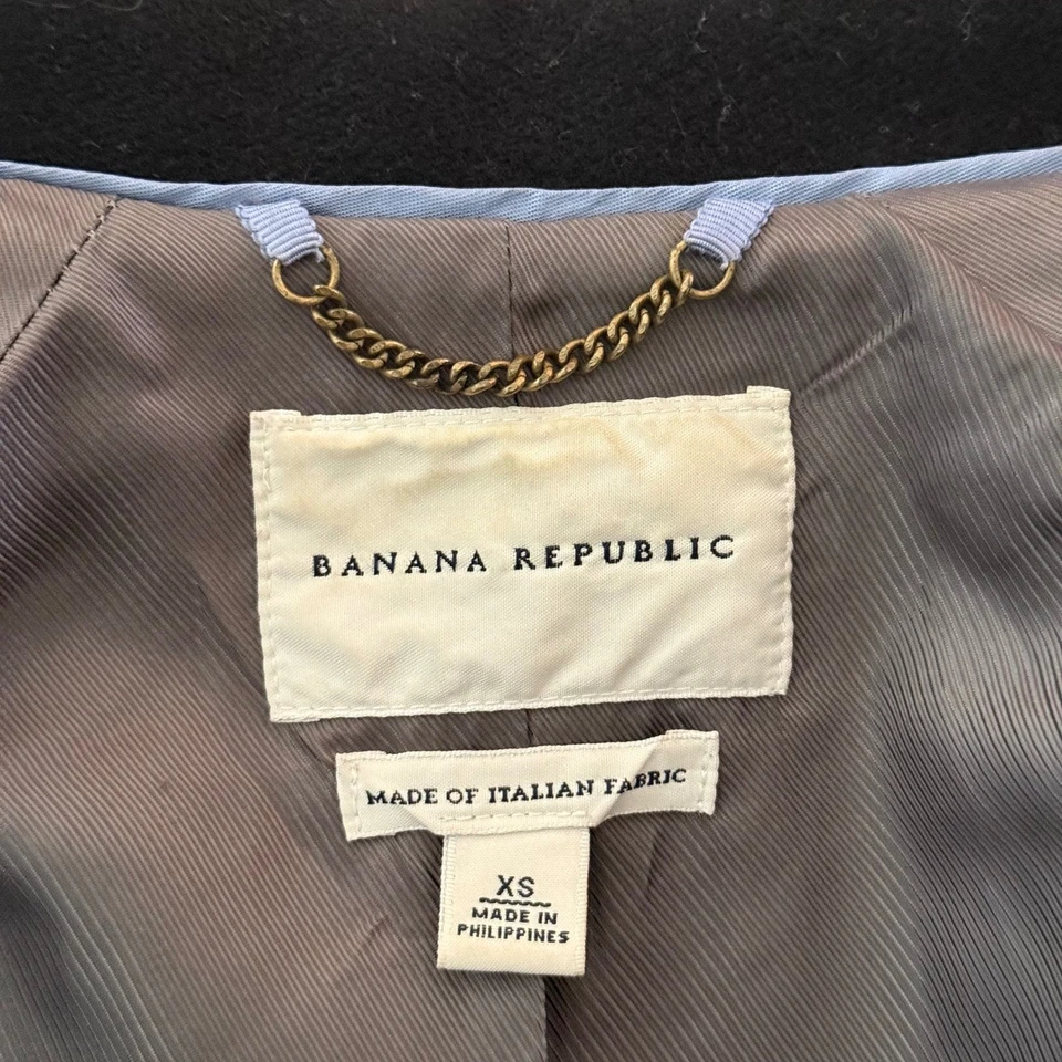 Chaqueta para mujer Banana Republic mezcla de lana doble botonadura XS negra Foto 4 de 4