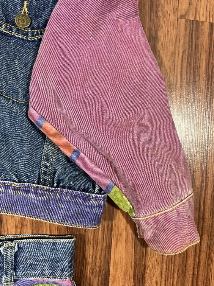 Винтажный 90-х IIT Kids девочек джинсовой ткани 2 изделия юбка куртка комплект Colorblock  - Изображение 4 из 4