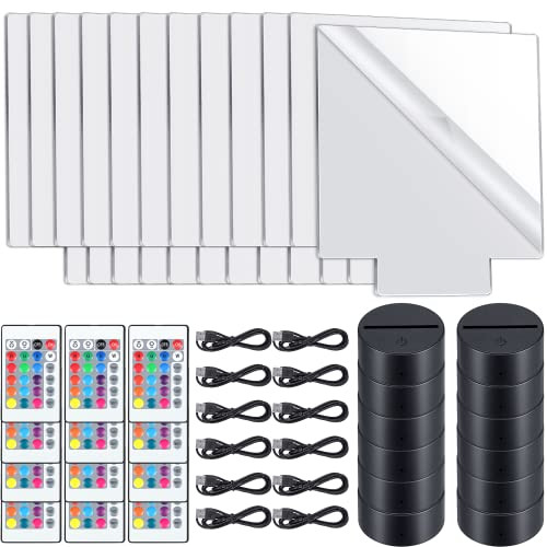 12 Pieces LED Light Base with Clear Acrylic Sheet 3D Night LED Lamp Display - Picture 2 of 7