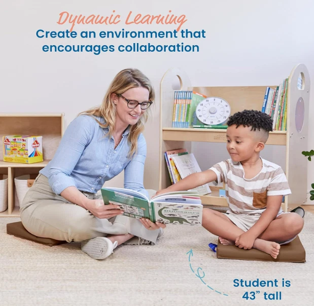 Juego de 6 cojines de piso ECR4Kids SoftZone asientos cuadrados flexibles chocolate Foto 4 de 4