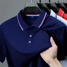 Men's Casual Solid Color Short Sleeve Polo Shirt Summer Fashionable Comfortable