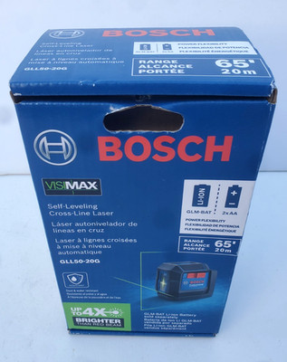 BOSCH -SELF-LEVELING CROSS LINE LASER- GLL50-20G -VISIMAX GREEN LASER- 65' RANGE
