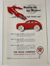 1947 Texaco Motor Oil Print Ad Button Up For Winter