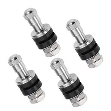 Pack of 4 Metal/Chrome Tire Valve Stems High Pressure Bolt in Valve Stem Flush 