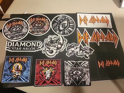 Def Leppard Rock Band Stickers Lot of 12, Diamond Star Halo Collectible Logos 3''