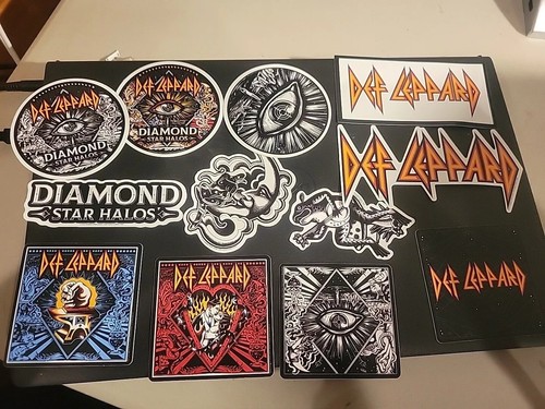 Def Leppard Rock Band Stickers Lot of 12, Diamond Star Halo Collectible Logos 3"