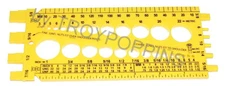 1-BOLT CARD/GAUGE TOOL-PLASTIC YELLOW-MEASURING HARDWARE BOTH STANDARD & METRIC