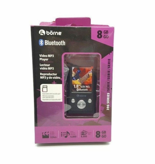 Borne MP390B-8BK 8GB Bluetooth Mp3 Video Player 390 Series Black #2063