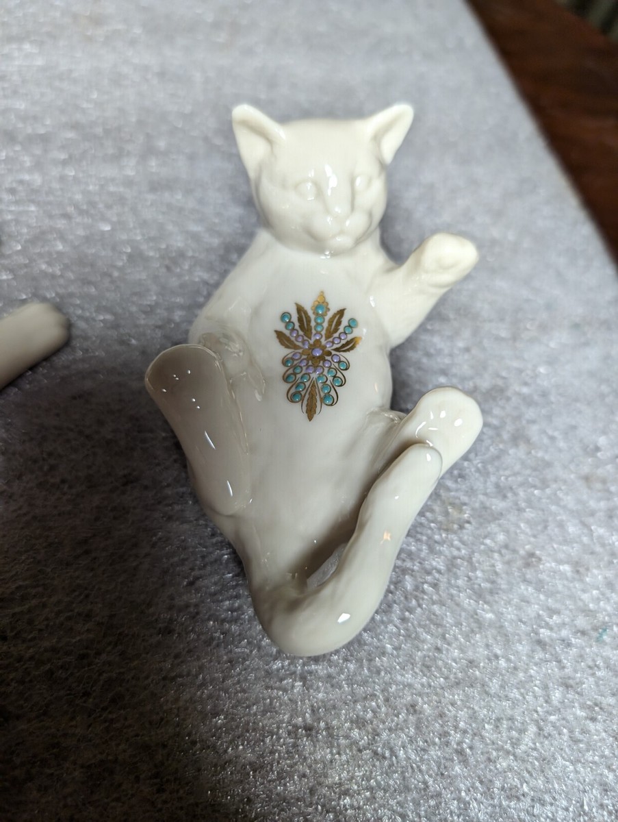 2 LENOX 1994 Kitty Cats Kittens Jewels Collection Vintage Made USA