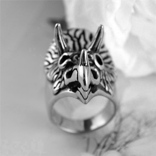 Anillo Triceratops Acero Inoxidable Para Hombre Cuerno Gótico Dinosaurio Cool Biker Punk Ring - Imagen 6 de 8