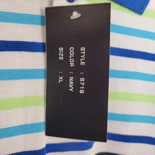 Polo Vintage Koman Waffle Tessuta Leggera Bianca Righe Blu Taglia XL Urban - Foto 6 di 11