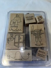 Stamp’in Up Wood Rubber Ink Stamps Phrase Pirate Variety Pack Craft Kids Used