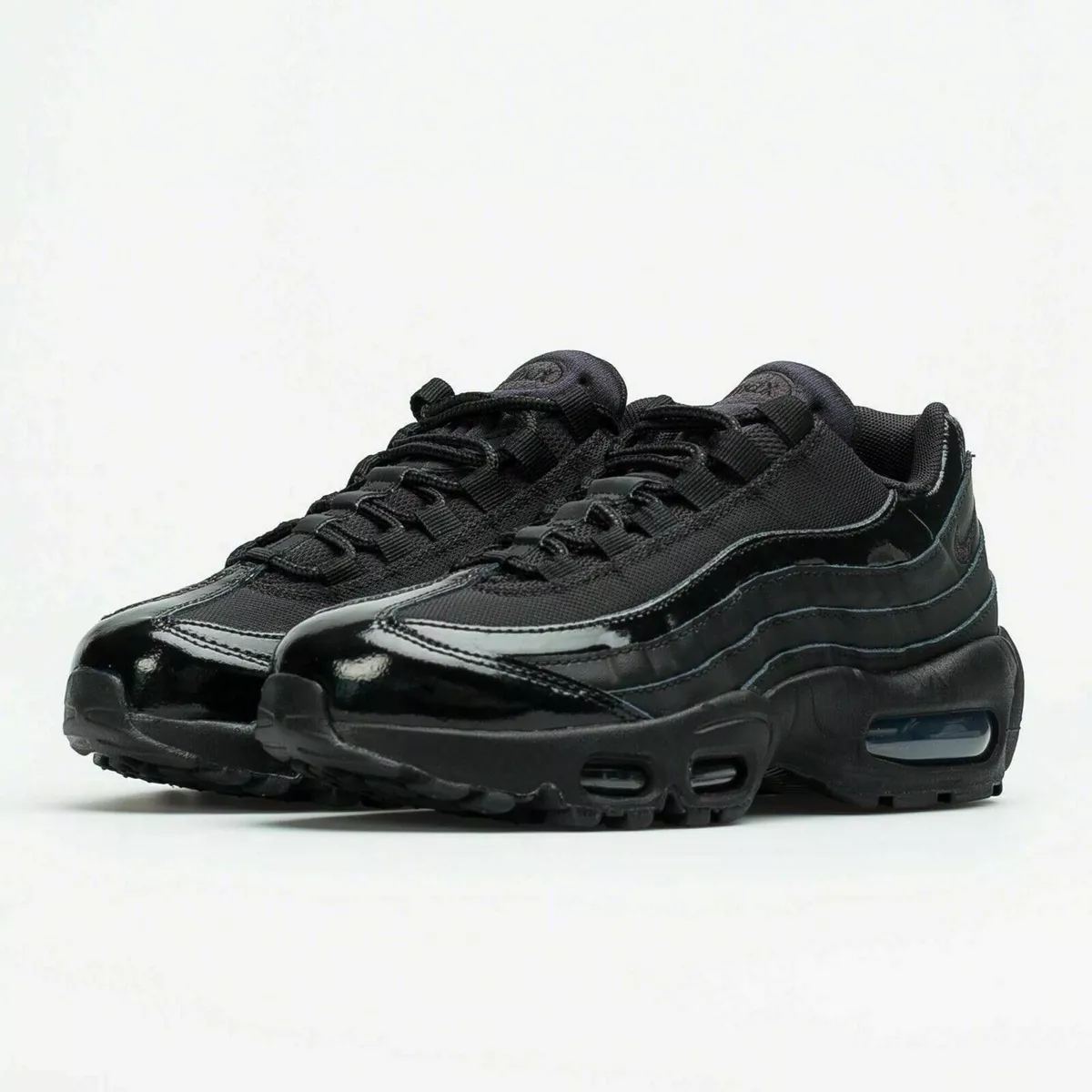 Nike WOMEN'S Air Max 95 TRIPLE BLACK Patent Leather SIZE 5 BRAND NEW