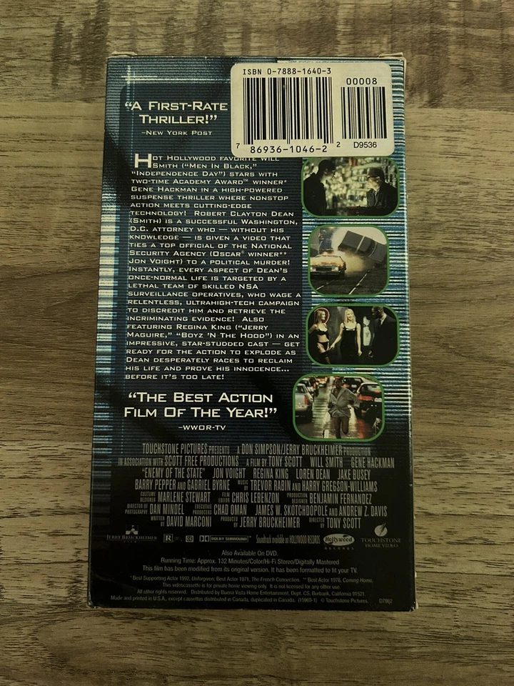 Enemy of the State (VHS, Full Frame, 1999) Will Smith, Gene Hackman, Tony Scott - Image 3 of 3