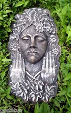 Green lady face mold concrete plastic plaster mould  20" x 10" x up to 2" thick