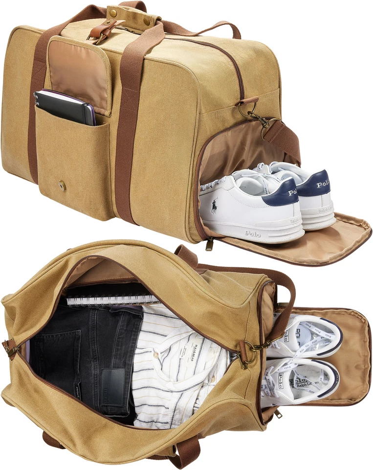 Umhängetasche Schultertasche Canvas Weekender Duffelbag Reise Sport Damen Herren - Bild 4 von 4