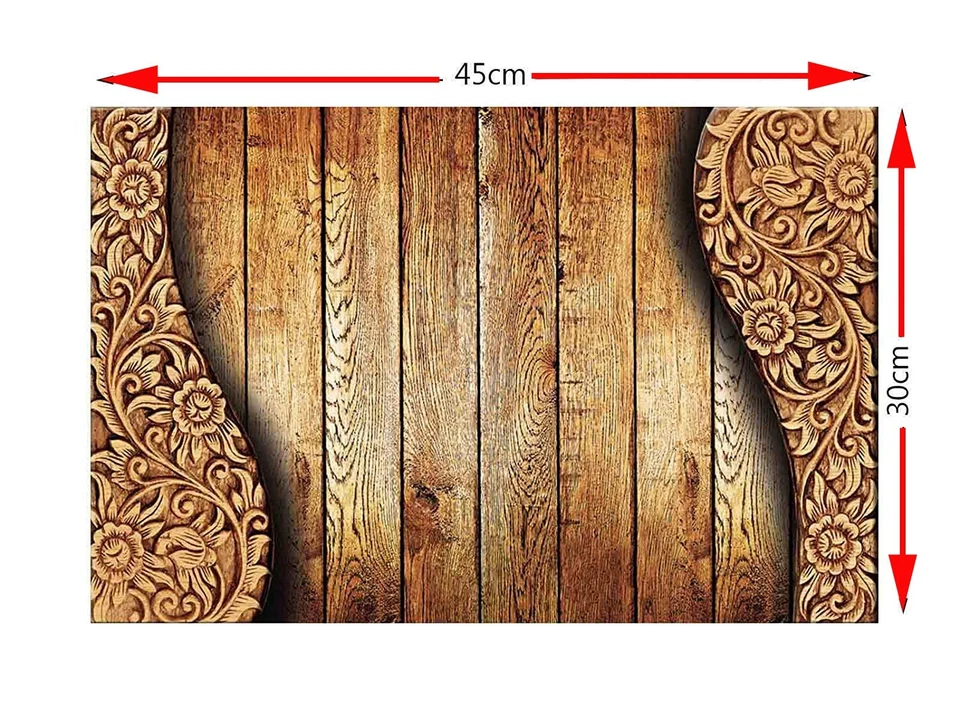 Wooden Print Dining Table Place Mats With Coaster pack Of 6 US - Image 3 of 3