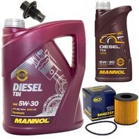 MotoröL Set 5W-30 6 Liter + ÖLfilter SH 4035 P + Schraube FüR Citroen Peugeot