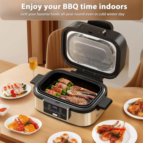 5-in-1 Smart Electric Grill & Air Fryer, Airfry+Grill, Dehydrate, Bake/Roast image