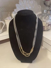 $48 NWOT LUCKY BRAND WOMENS TWO TONED MULTI-STRAND BEADED 30" NECKLACE- JL97