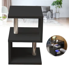Modern LED High Gloss S-shaped Coffee Sofa Side Table End Table Furniture Black 