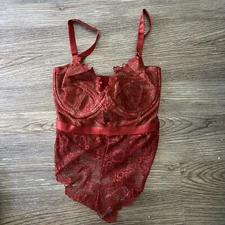 Asos Design Rosie Lace Underwired Body Bodysuit Burgundy Size 6G New