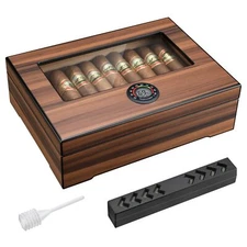 Cigar Humidor Box Handmade Cigar Case with Humidifier and Hygrometer,