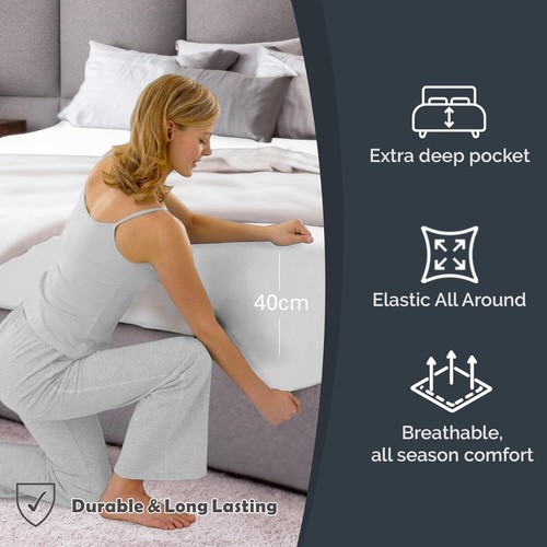 Hotel 2200TC Extra Deep Ultra Soft Fitted Sheet Single Double Queen King Bed - Picture 14 of 52